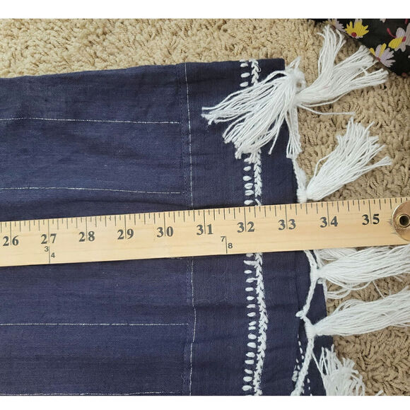 FRESH PRODUCE NAVY BLUE SHIFT DRESS W WHITE TASSLES & DETAIL, SZ XL/XXL - Picture 11 of 11